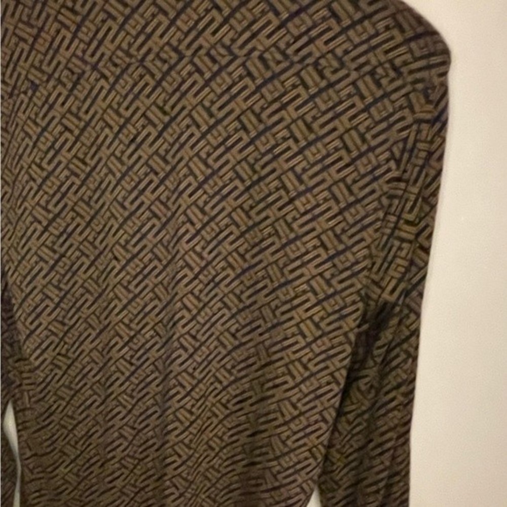 Murano Liquid Luxury Slim Fit Geometric Button Up Navy Blue Brown size M - Picture 5 of 13